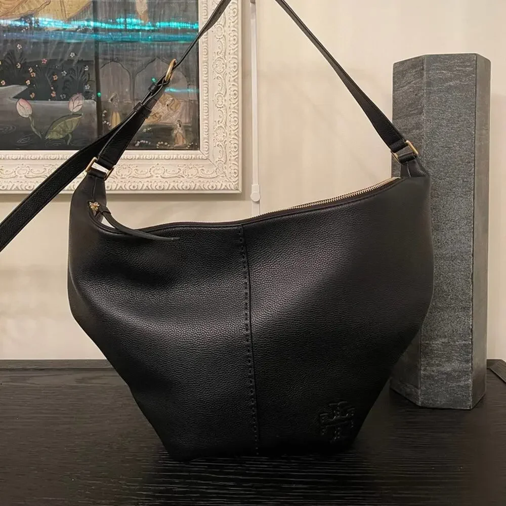 TORY BURCH McGraw Black Leather Bucket Bag